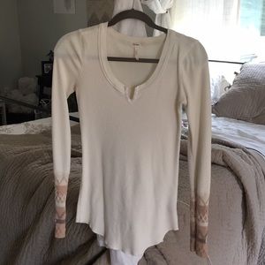 Free People Thermal Shirt with Detailed Sleeves